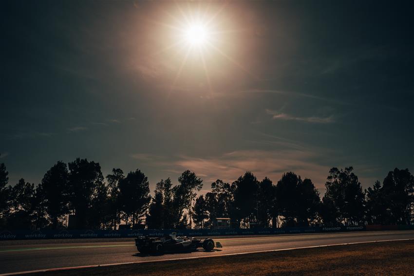 Barcelona sunset and F1 car